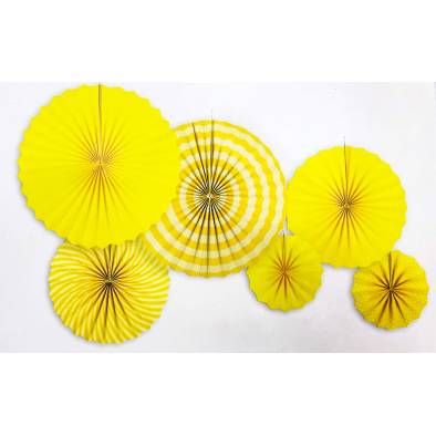 Paper Fan Set Decoration JQ80172 (Yellow) (6pcs)