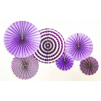 Paper Fan Set Decoration JQ80176 (Purple) (6pcs)