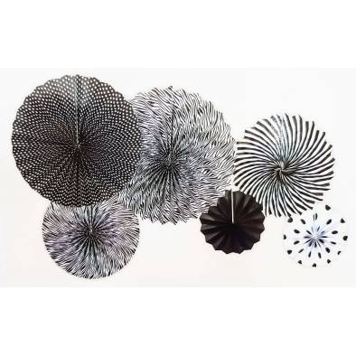 Paper Fan Set Decoration JQ80108 (Black) (6pcs)