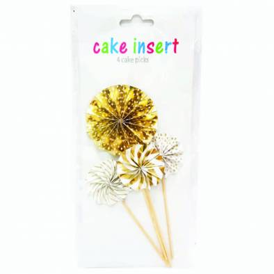Shiny Designed Cake Picks JQ90015-11 (Gold) (4pcs)