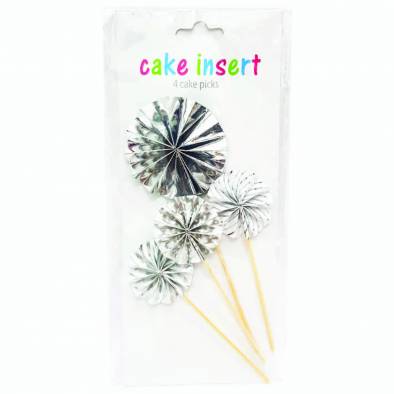 Shiny Designed Cake Picks JQ90015-18 (Silver) (4pcs)