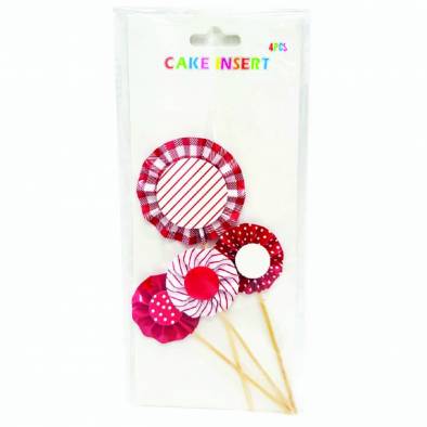 Designed Cake Picks (Red Mixed) (4pcs)