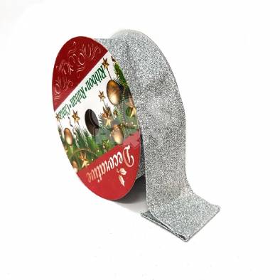 2inch Glitter Cloth Ribbon (Silver)
