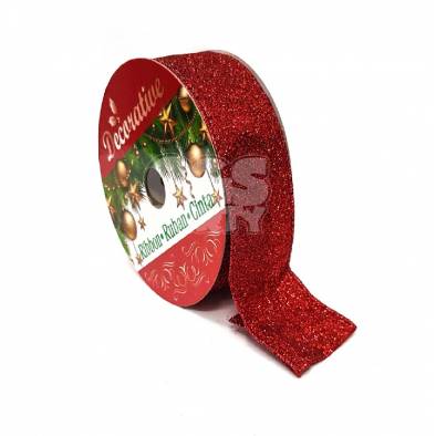 2inch Glitter Cloth Ribbon (Red)