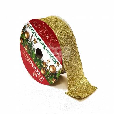 2.5inch Glitter Cloth Ribbon (Gold)