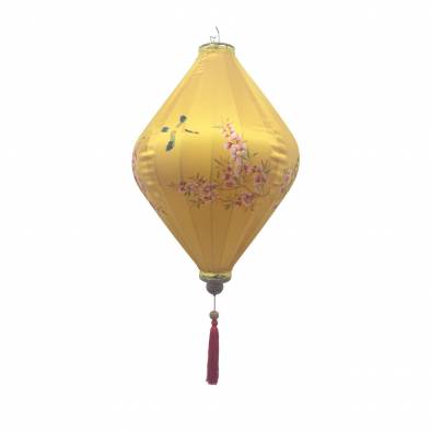 14inch Diamond Flower Bird Satin Lantern (Yellow)