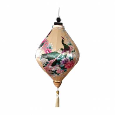 14inch Diamond Peacock Satin Cloth Lantern (Gold)