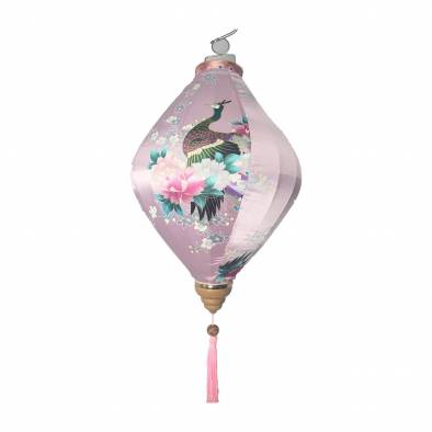 14inch Diamond Peacock Satin Cloth Lantern (Pink)