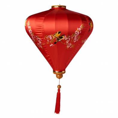 14inch Vietnamese Flower Bird Satin Lantern (Red)