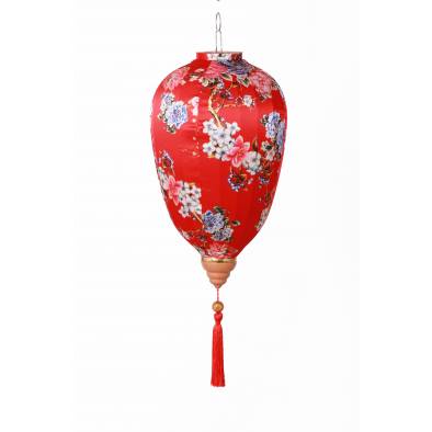 CNY 14inch Wintermelon Hotstamp Mudan Satin Lantern (Red)