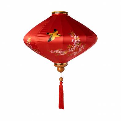 16inch Diamond Flower Bird Satin Lantern (Red)