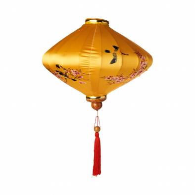 16inch Diamond Flower Bird Satin Lantern (Yellow)