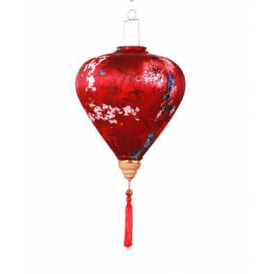 CNY 16inch Vietnamese Hotstamp Mudan Satin Lantern (Wine Red)