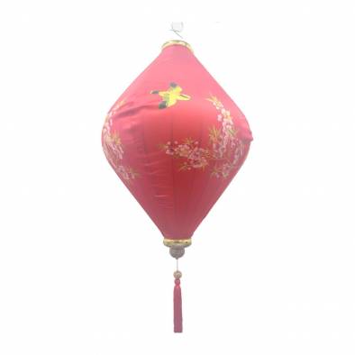 14inch Diamond Flower Bird Satin Lantern (Red)