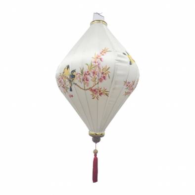 14inch Diamond Flower Bird Satin Lantern (White)