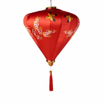 18inch Vietnamese Flower Bird Satin Lantern (Red)