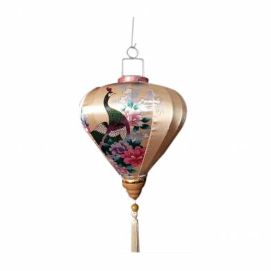 18inch Vietnamese Peacock Satin Cloth Lantern (Gold)