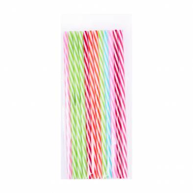 Colourful Striped Plastic Straws (12pcs)