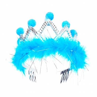 Cotton Ball Feather Tiara (Blue)