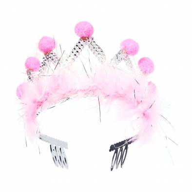 Cotton Ball Feather Tiara (Pink)