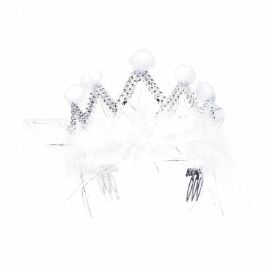 Cotton Ball Feather Tiara (White)