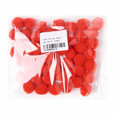 2cm Cotton Pom Pom (Red) (50pcs)