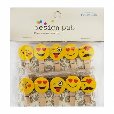 Emoji Wooden Pegs (Assorted Colors) (10pcs)
