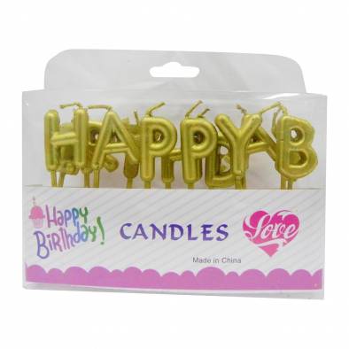 Gold Happy Birthday Letter Candles