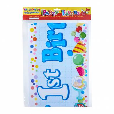 Happy 1st Birthday Paper Banner (Blue)
