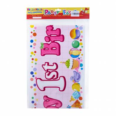 Happy 1st Birthday Paper Banner (Pink)