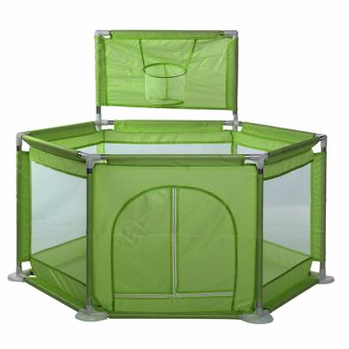 Hexagon Ball Pit Pool with Basketball Hoop YBL-128 (Green)