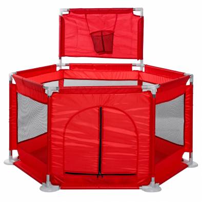 Hexagon Ball Pit Pool with Basketball Hoop YBL-128 (Red)