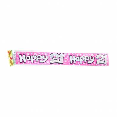 Hologram Happy 21st Birthday Banner (Pink)