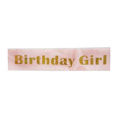 Hotstamp Birthday Girl Shiny Sash (Peach)