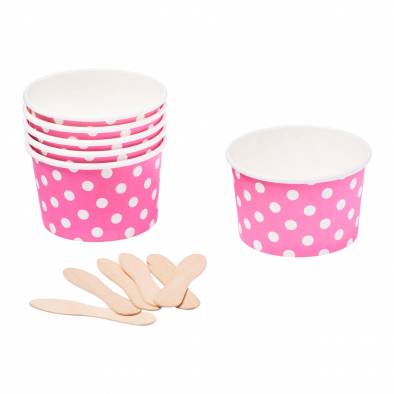 Ice Cream Cup (Pink Polka Dots) (6pcs)