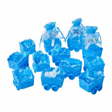 It's a Boy Tram Drawstring Pouch (Blue) (12pcs)