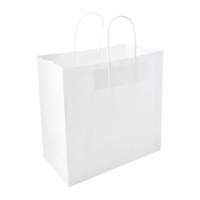 27.5x27.5x15cm Kraft Paper Bag (White)