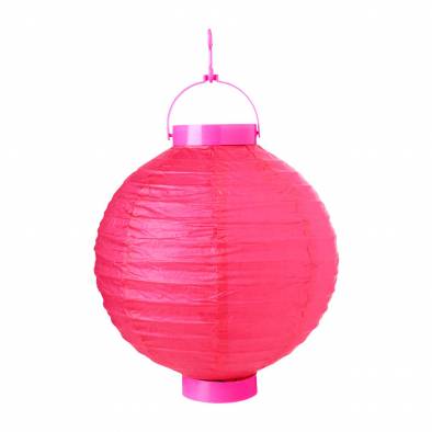8" LED Round Paper Lantern (Hot Pink)