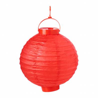 8" LED Round Paper Lantern (Red)