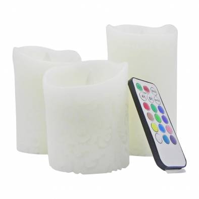 LED Engraved Wax Candle Set with Remote