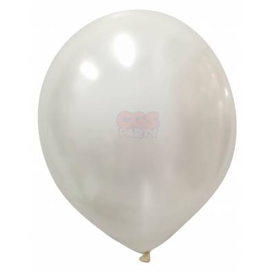 12" Round Metallic Latex Balloons (White) (10pcs)
