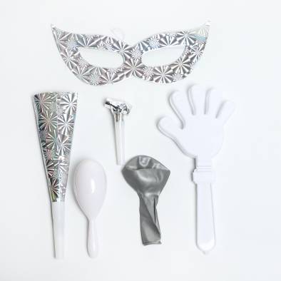 Metallic 6pcs Party Novelty Set (Silver)