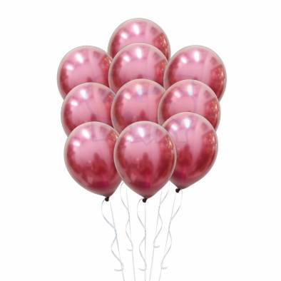 Metallic Burgundy Helium Inflated Balloon Bundle (12")