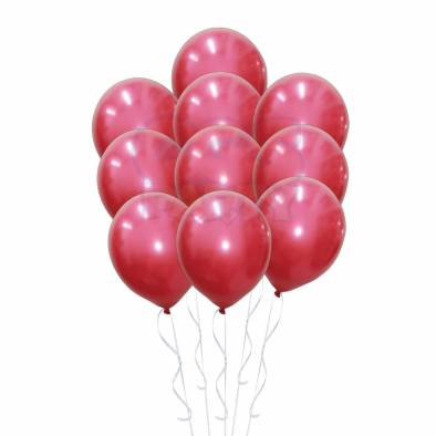 Metallic Red Helium Inflated Balloon Bundle (12")