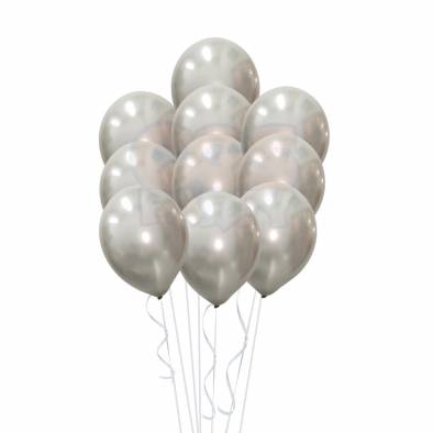 Metallic Silver Helium Inflated Balloon Bundle (12")