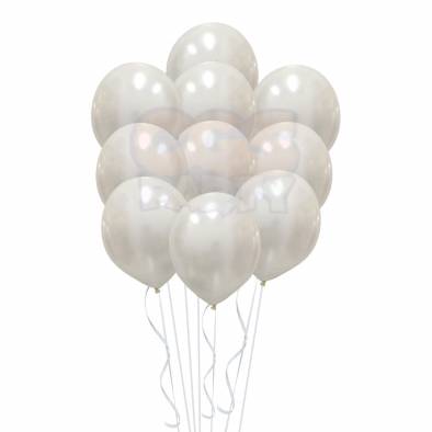 Metallic White Helium Inflated Balloon Bundle (12")