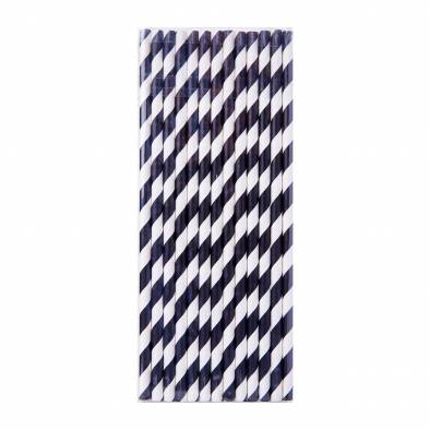 Paper Straw (Black Striped) (25pcs)