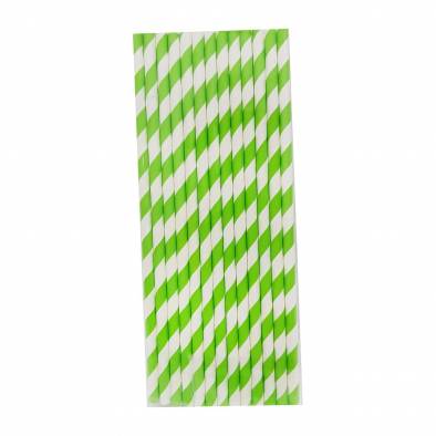 Paper Straw (Lime Green Striped) (25pcs)