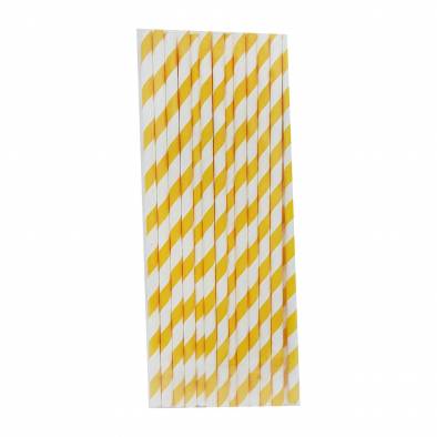 Paper Straw (Yellow Striped) (25pcs)