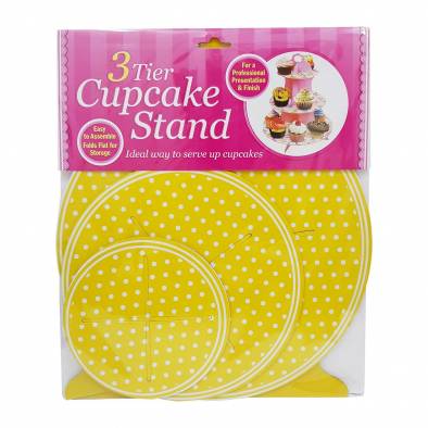 Polka Dots 3 Tier Cupcake Stand (Yellow)